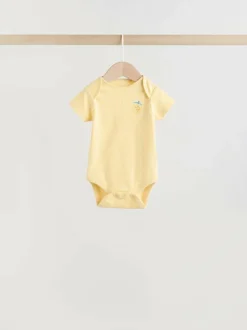 Next Yellow Lemons 5 Pack Short Sleeve Baby Bodysuits New