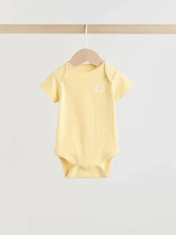 Next Yellow Lemons 5 Pack Short Sleeve Baby Bodysuits New