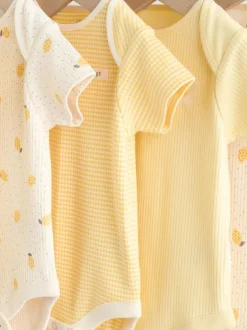 Next Yellow Lemons 5 Pack Short Sleeve Baby Bodysuits New