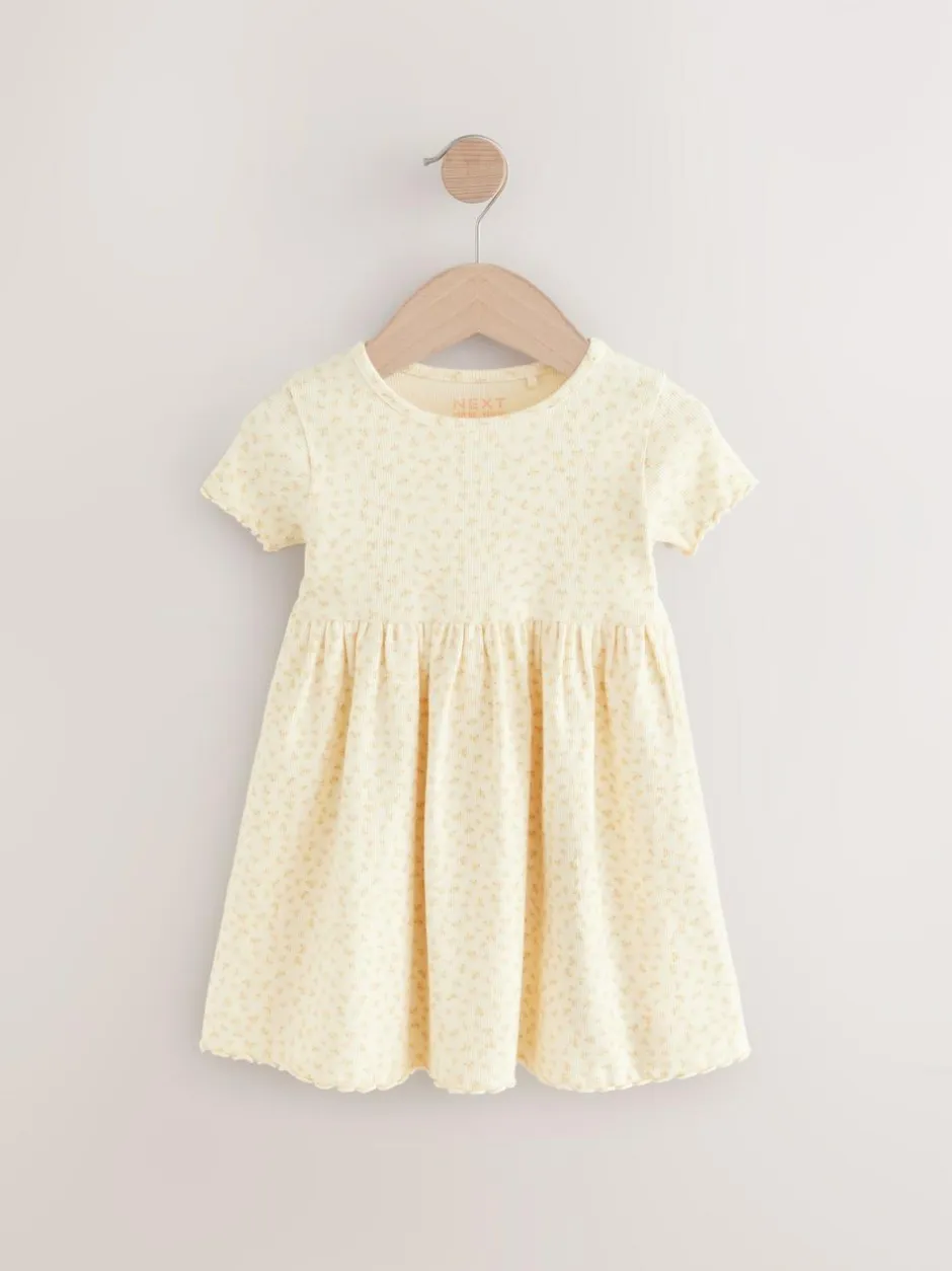 Next Yellow Ribbed Jersey Dress (3mths-7yrs) Hot