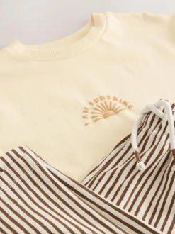 Next Yellow Sunshine Short Sleeve T-Shirt and Lightweight Joggers Set (3mths-7yrs) New