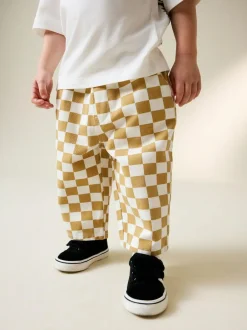 Next Yellow/White Checkerboard Printed Pull On Wide Trousers (3mths-7yrs) New