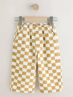 Next Yellow/White Checkerboard Printed Pull On Wide Trousers (3mths-7yrs) New