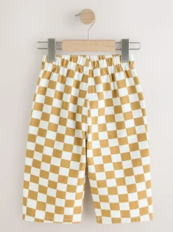 Next Yellow/White Checkerboard Printed Pull On Wide Trousers (3mths-7yrs) New