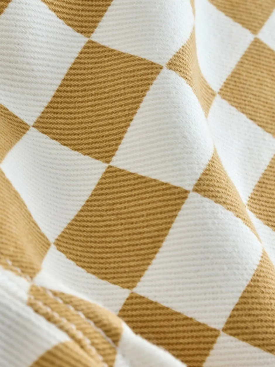 Next Yellow/White Checkerboard Printed Pull On Wide Trousers (3mths-7yrs) New