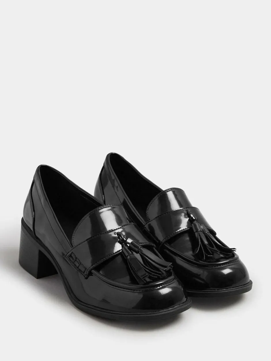 Yours Curve Extra Wide Fit Extra Wide Fit Heeled Tassel Loafers Black Discount