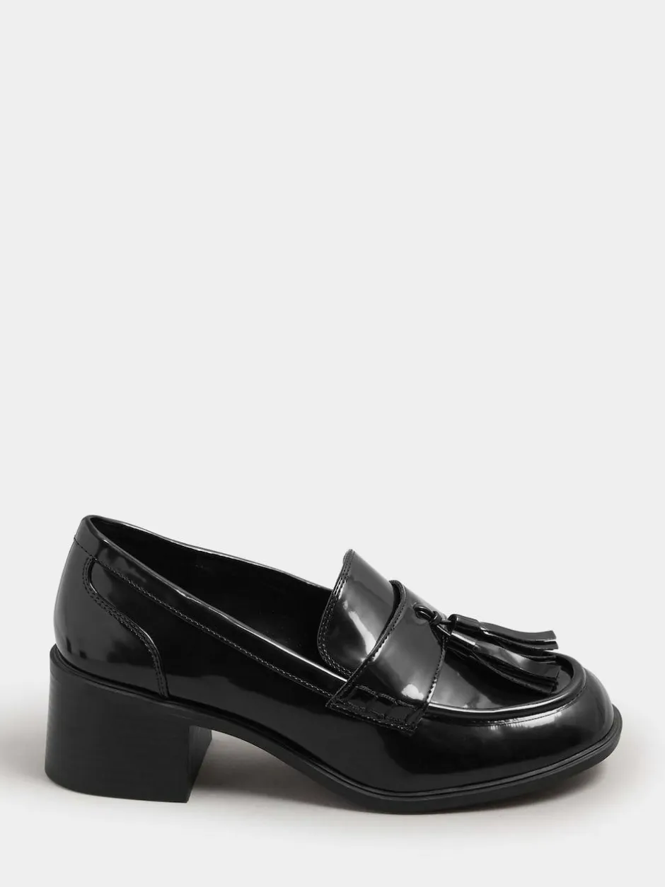 Yours Curve Extra Wide Fit Extra Wide Fit Heeled Tassel Loafers Black Discount
