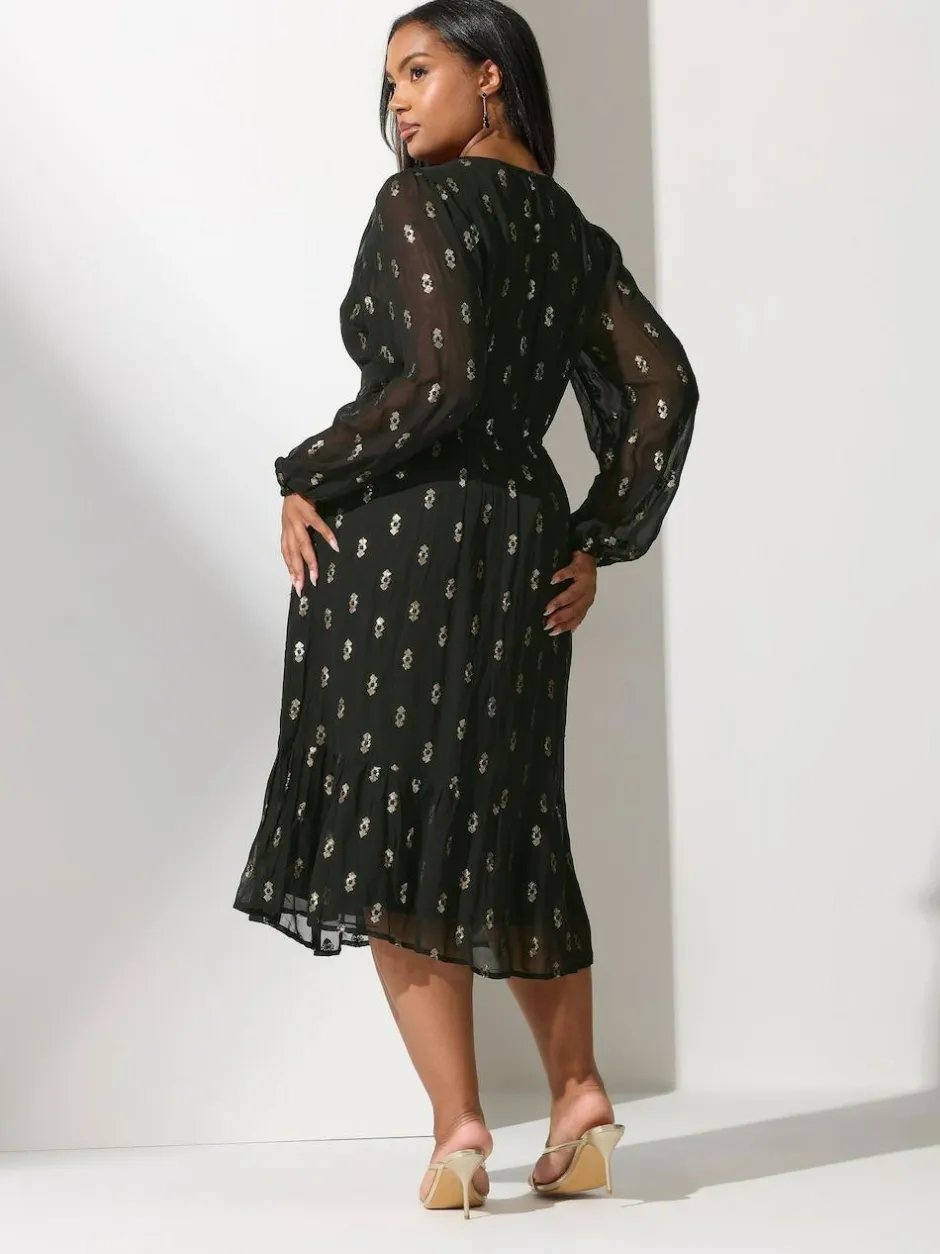 Yours Curve Black London Sequin Boho Smock Dress Online