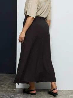 Yours Curve Black Maxi Jersey Stretch Skirt Outlet