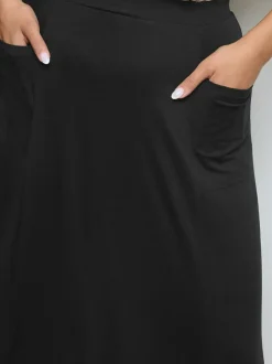 Yours Curve Black Maxi Jersey Stretch Skirt Outlet