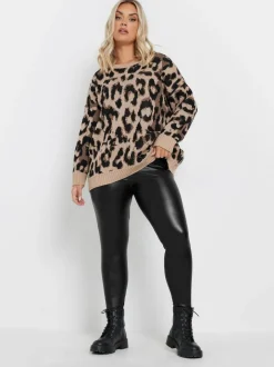 Yours Curve Black Stretch Coated Leggings