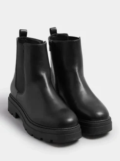 Yours Curve Black Wide Fit Chunky Chelsea Boots Clearance