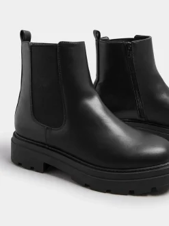 Yours Curve Black Wide Fit Chunky Chelsea Boots Clearance