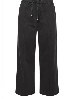 Yours Curve Wide Fit Wide Leg Seam Front Jeans Black Discount