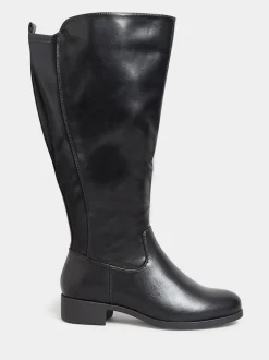Yours Curve Wide Fit Extra Wide Fit Stretch Knee Boots Black