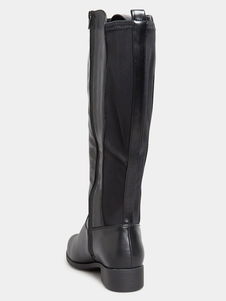 Yours Curve Wide Fit Extra Wide Fit Stretch Knee Boots Black