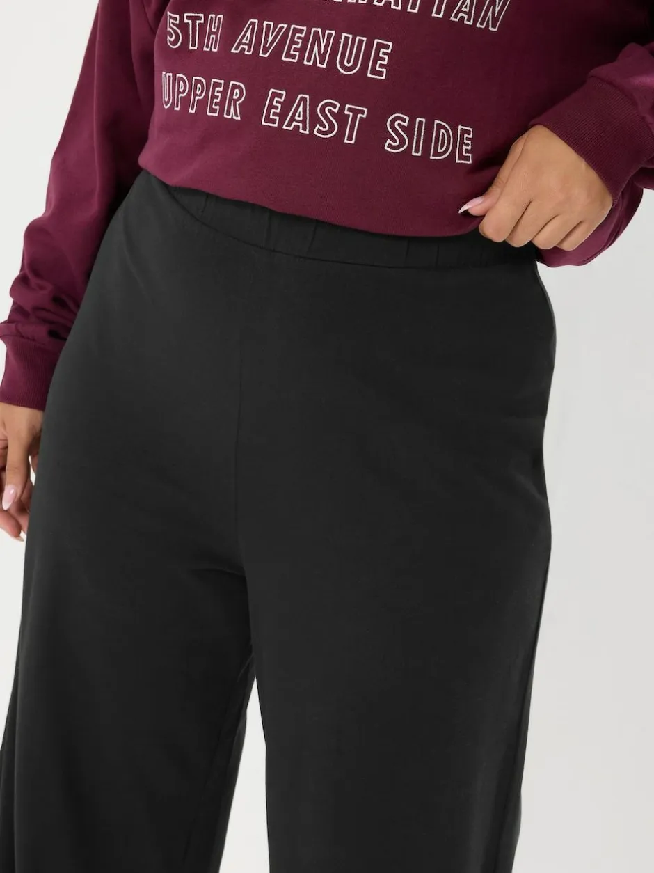 Yours Curve Wide Leg Leggings Black Discount