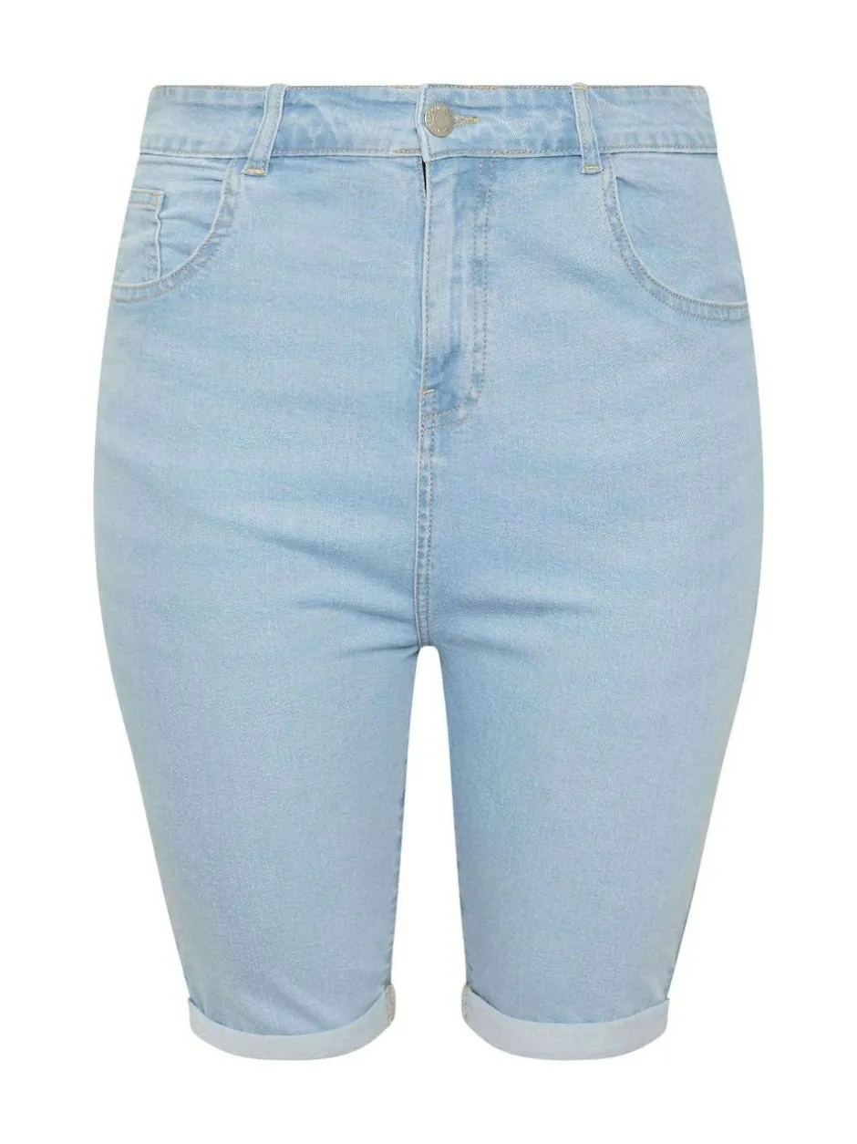 Yours Curve Blue Basic Denim Shorts Best