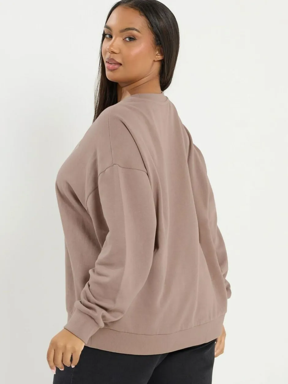Yours Curve Brown Sunday Sweatshirt Discount