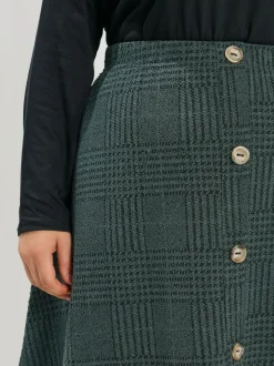 Yours Curve Green Button Front Skirt Hot