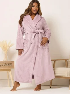 Yours Curve Super Luxe Shawl Maxi Robe Pink Discount
