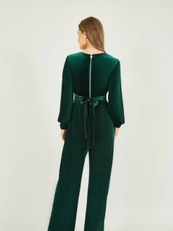 Yumi Green Velvet Long sleeve Jumpsuit Outlet