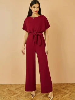 Yumi Red Batwing Stretch Jumpsuit New