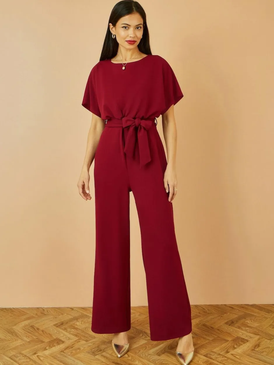 Yumi Red Batwing Stretch Jumpsuit New