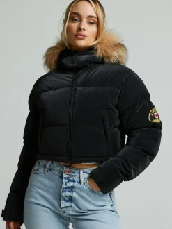 Zavetti Canada Womens Bellucci 2.0 Crop Puffer Black Jacket Clearance