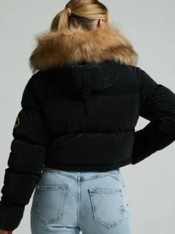 Zavetti Canada Womens Bellucci 2.0 Crop Puffer Black Jacket Clearance
