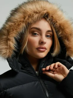 Zavetti Canada Womens Bellucci 2.0 Crop Puffer Black Jacket Clearance