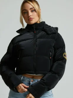 Zavetti Canada Womens Bellucci 2.0 Crop Puffer Black Jacket Clearance